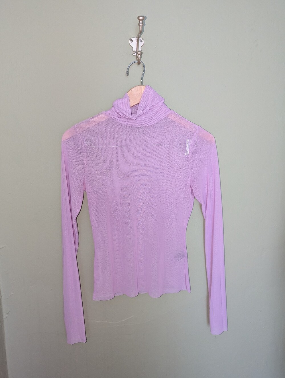 AFRM Sheer Lilac Long-Sleeve Turtleneck Top
